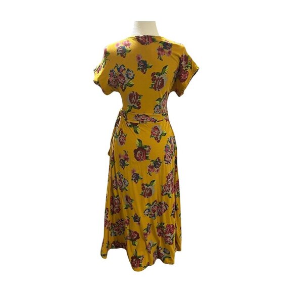 MATILDA JANE Womens Alana Wrap Dress Maxi Mustard Yellow Floral Size X-Small - Picture 2 of 7